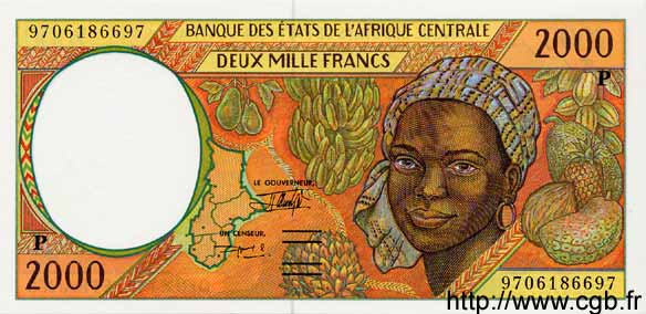 2000 Francs CENTRAL AFRICAN STATES  1997 P.603Pd UNC-