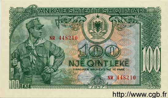 100 Leke ALBANIA  1957 P.30a SC+