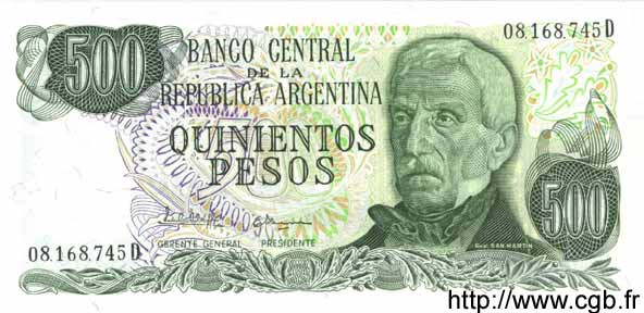 500 Pesos ARGENTINIEN  1982 P.303c ST