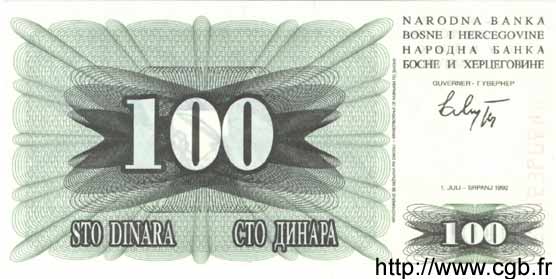 100 Dinara BOSNIA HERZEGOVINA  1992 P.013a UNC