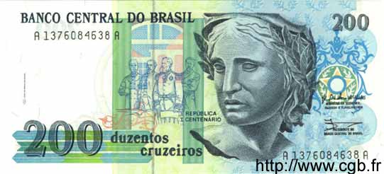 200 Cruzeiros BRAZIL  1990 P.229 UNC