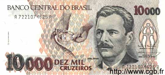 10000 Cruzeiros BRASILIEN  1993 P.233c ST