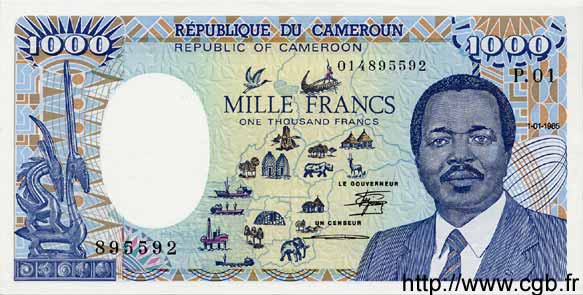 1000 Francs CAMERúN  1985 P.25 SC+