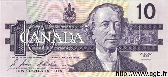 10 Dollars CANADá
  1989 P.096b FDC