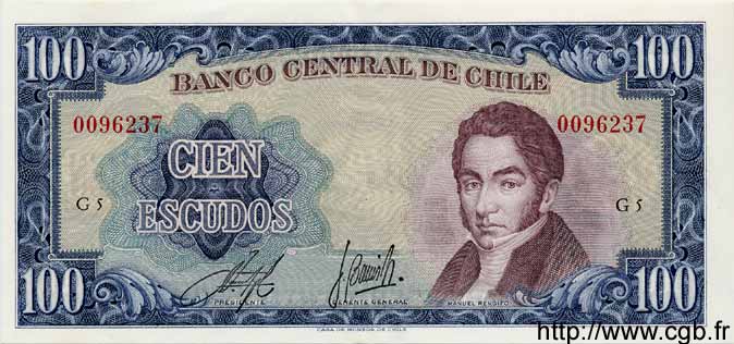 100 Escudos CHILE  1962 P.141a UNC-