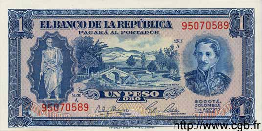 1 Peso Oro COLOMBIA  1953 P.398 FDC