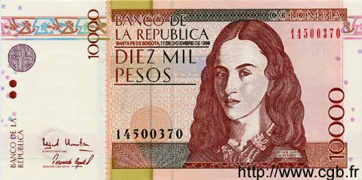 10000 Pesos COLOMBIA  1999 P.444 FDC