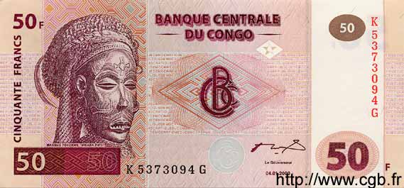 50 Francs REPúBLICA DEMOCRáTICA DEL CONGO  2000 P.091 FDC