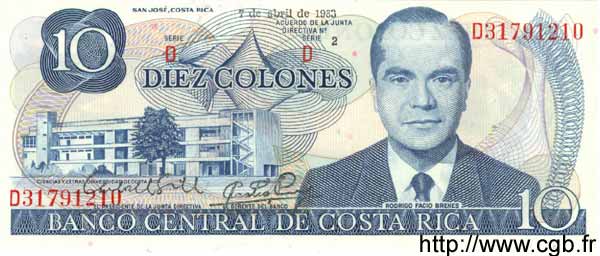 10 Colones COSTA RICA  1983 P.237b FDC