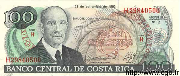100 Colones COSTA RICA  1993 P.261a UNC