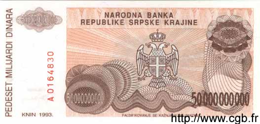 50000000000 Dinara KROATIEN  1993 P.R29a ST