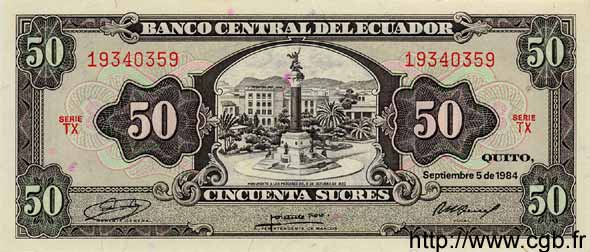 50 Sucres ECUADOR  1984 P.122 FDC