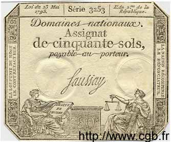 50 Sols FRANCE  1793 Laf.167 AU