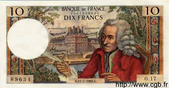 10 Francs VOLTAIRE FRANCE  1963 F.62.03 AU