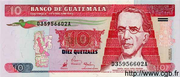 10 Quetzales GUATEMALA  1998 P.101 UNC