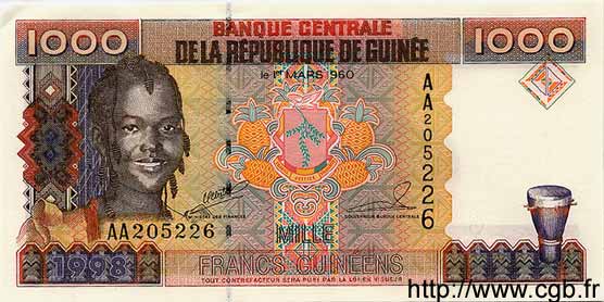 1000 Francs Guinéens GUINEA  1998 P.37 FDC