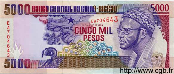 5000 Pesos GUINEA-BISSAU  1990 P.14a FDC