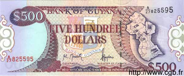 500 Dollars GUYANA  1996 P.32 ST