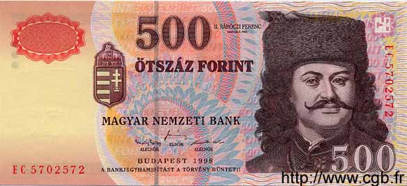500 Forint UNGARN  1998 P.179 ST