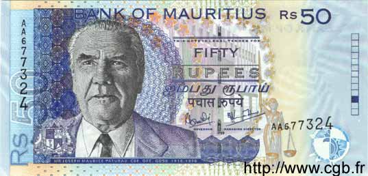 50 Rupees MAURITIUS  1998 P.43v UNC
