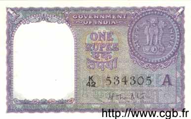 1 Rupee INDIA  1957 P.075b AU-