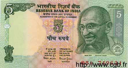 5 Rupees INDIA  2001 P.095 UNC