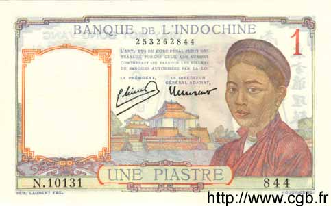 1 Piastre FRENCH INDOCHINA  1949 P.054e UNC