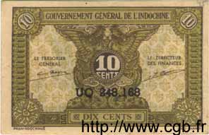10 Cents FRENCH INDOCHINA  1943 P.089a XF