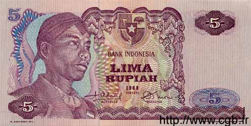 5 Rupiah INDONESIA  1968 P.104a UNC