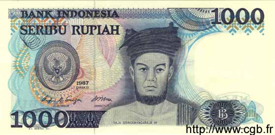 1000 Rupiah INDONESIEN  1987 P.124 fST+