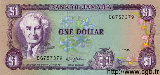 1 Dollar GIAMAICA  1989 P.68Ac FDC