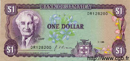 1 Dollar GIAMAICA  1990 P.68Ad FDC