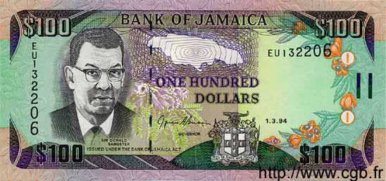 100 Dollars JAMAICA  1994 P.76a UNC