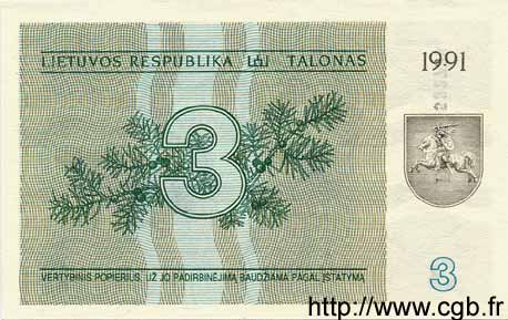 3 Talonas LITUANIA  1991 P.33b FDC