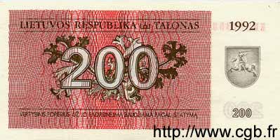 200 Talonas LITHUANIA  1992 P.43a UNC