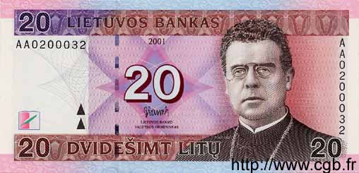 20 Litu LITHUANIA  2001 P.66 UNC