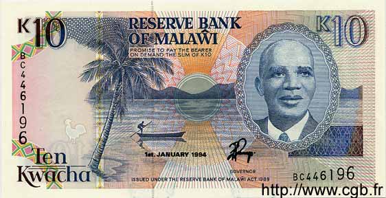 10 Kwacha MALAWI  1994 P.25c ST