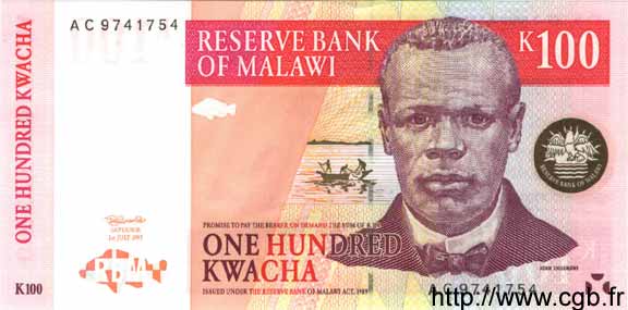 100 Kwacha MALAWI  1997 P.40 SC+