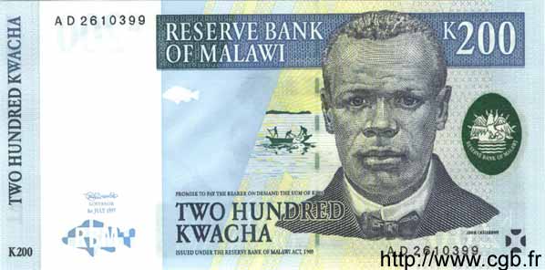 200 Kwacha MALAWI  1997 P.41 ST
