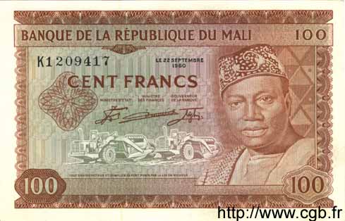 100 Francs MALI  1967 P.07a q.FDC