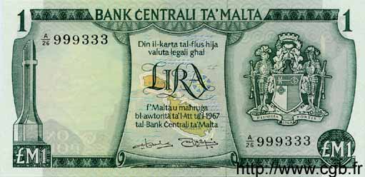 1 Lira MALTE  1973 P.31e UNC