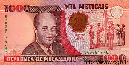 1000 Meticais MOZAMBIQUE  1991 P.135 FDC