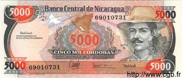 5000 Cordobas NICARAGUA  1988 P.157 FDC