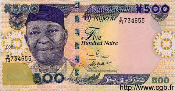 500 Naira NIGERIA  2001 P.30 ST
