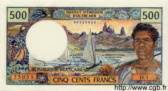 500 Francs NEW CALEDONIA  1969 P.60a UNC