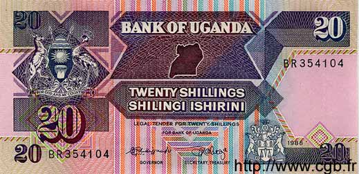 20 Shillings UGANDA  1988 P.29b FDC