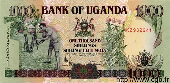 1000 Shillings UGANDA  2000 P.39a UNC