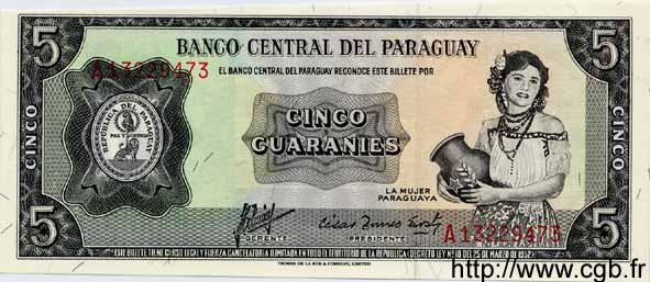 5 Guaranies PARAGUAY  1963 P.195b UNC