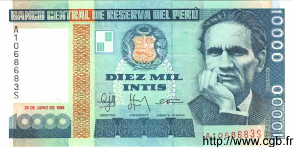 10000 Intis PERU  1988 P.140 FDC