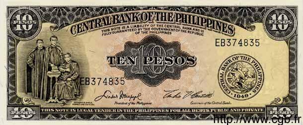 10 Pesos FILIPINAS  1949 P.136e FDC